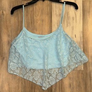 Charlotte Russe size medium flowy crop top lace front design LIKE NEW